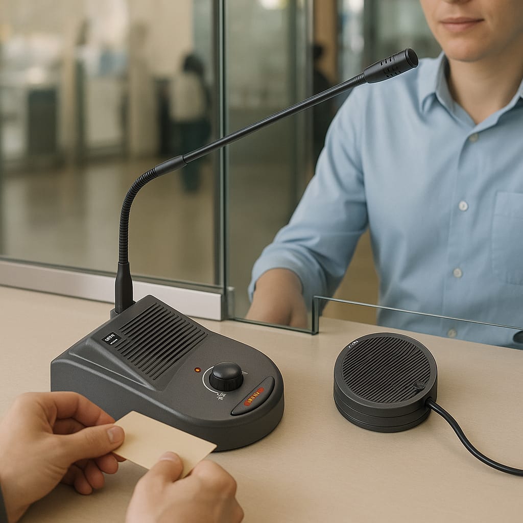 Window Intercom System | Clear 2-Way Counter Microphone System