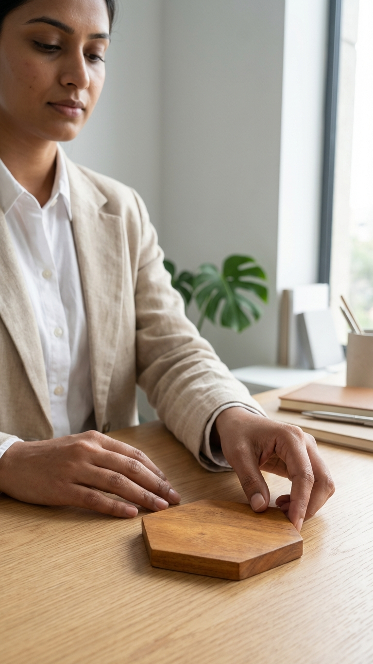 Hexagonal Wooden Coaster Set of 3 – Stylish Table Coasters for Cups, Mugs & Glasses