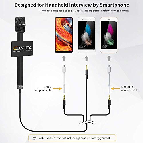 হ্যান্ডহেল্ড ইন্টারভিউ মাইক্রোফোন - iPhone Samsung স্মার্টফোনের সাথে সামঞ্জস্যপূর্ণ