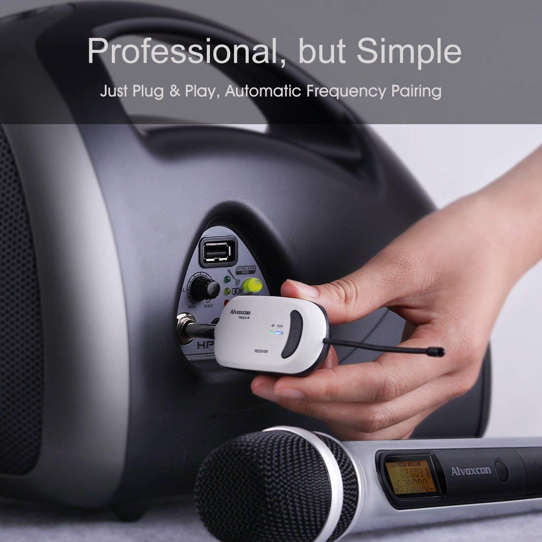 Wireless Microphone System UHF Dynamic Handheld Mic for iPhone, Computer, Karaoke
