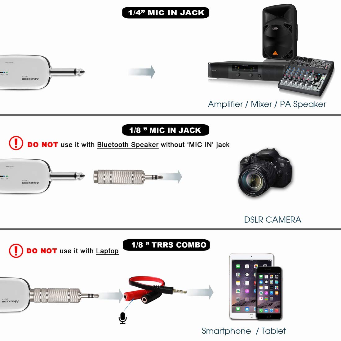 Wireless Microphone System UHF Dynamic Handheld Mic for iPhone, Computer, Karaoke