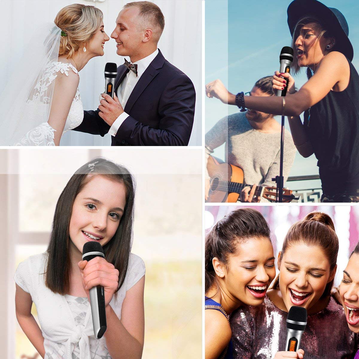 Wireless Microphone System UHF Dynamic Handheld Mic for iPhone, Computer, Karaoke