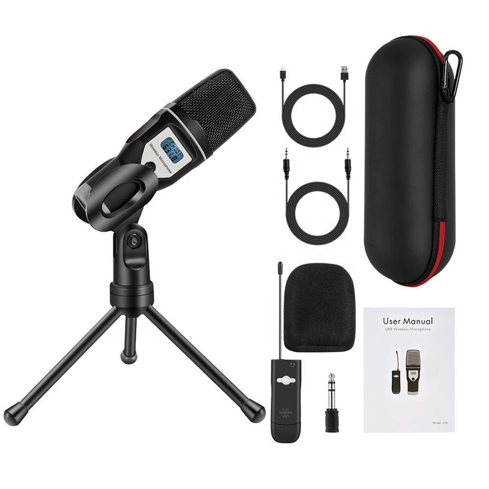 UHF Wireless Microphones USB Microphone for Singing Podcast Guitar Recording