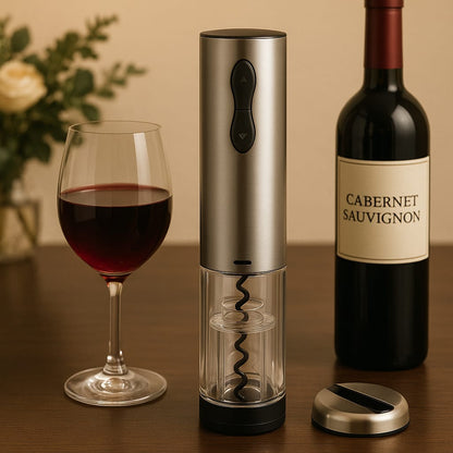 Electric Wine Opener, Cordless and USB Rechargeable, with Foil Cutter and LED Indicator – Opens Bottles in Seconds