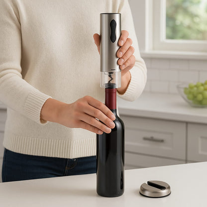 Electric Wine Opener, Cordless and USB Rechargeable, with Foil Cutter and LED Indicator – Opens Bottles in Seconds