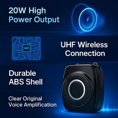 20W Portable Voice Amplifier – Wireless UHF PA System with Long Battery Life and Waterproof Design