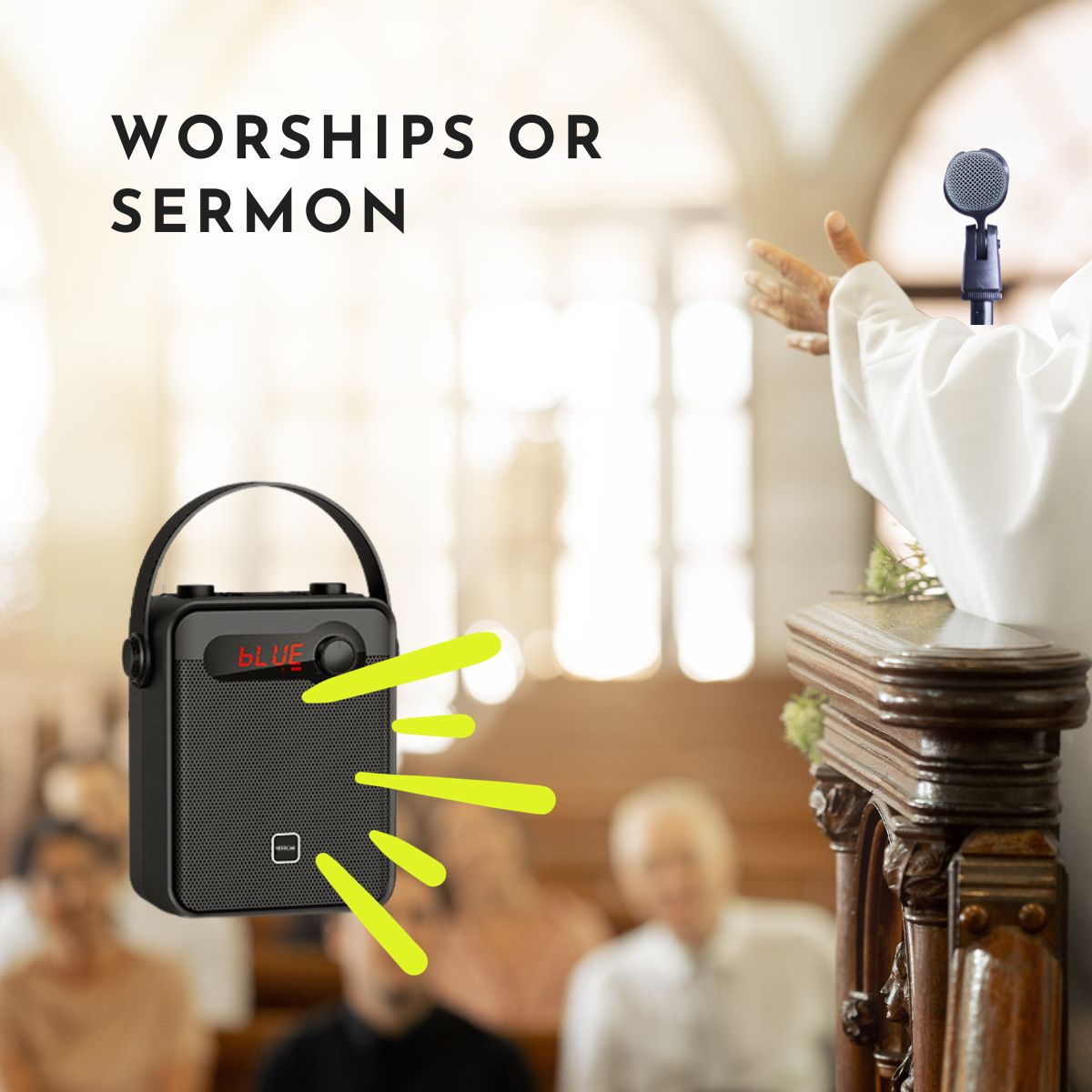 Church Speaker System with Mic for Worship Services & Sermon - Nefficar