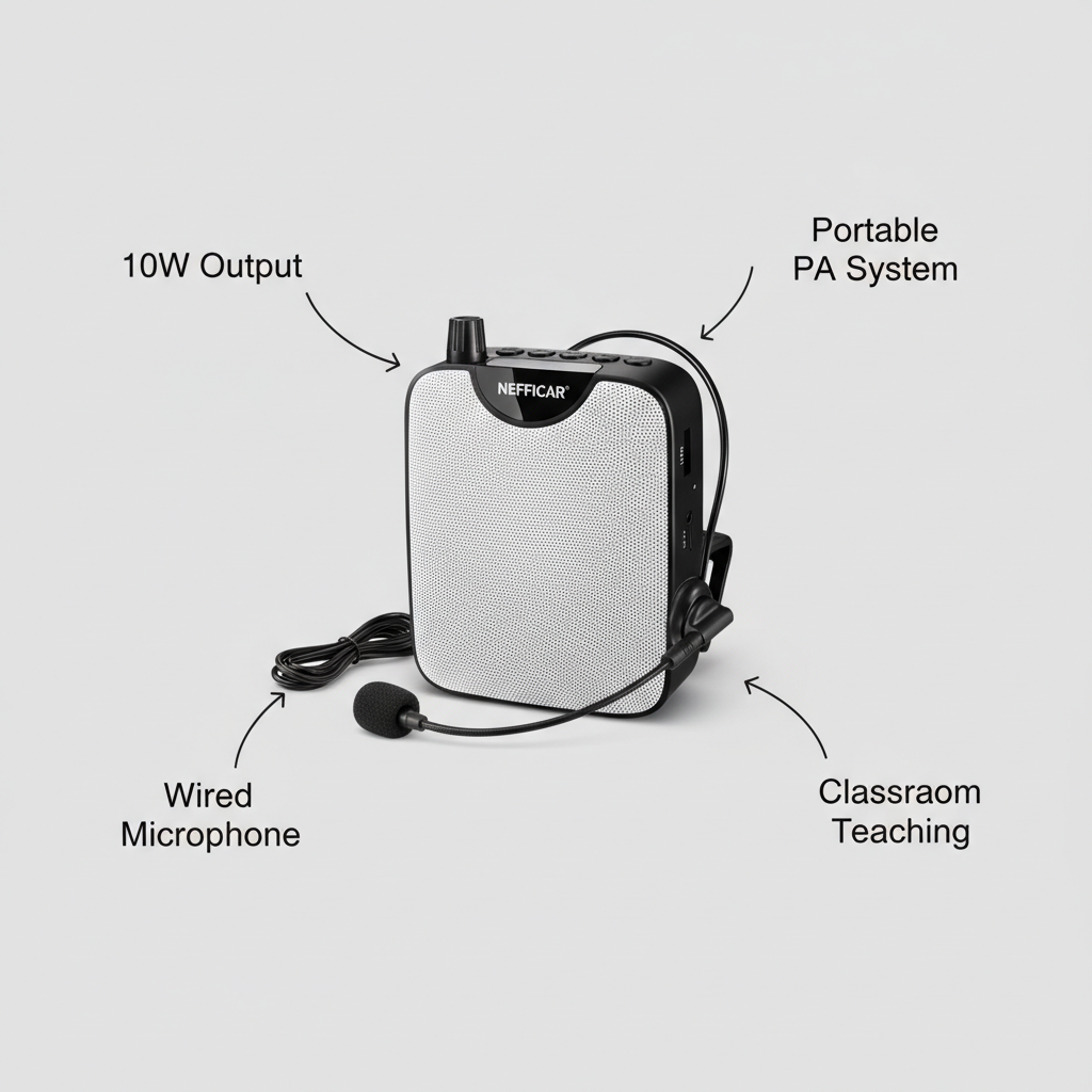 Classroom Voice Amplifier for Teachers with Mic – Portable PA System – Wired Mike with Speaker – 10 W