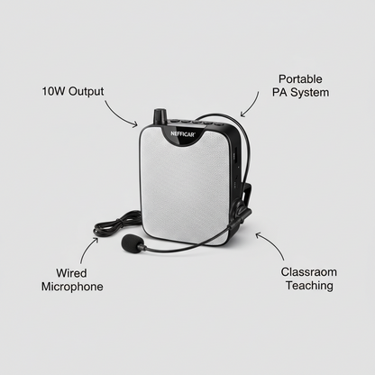 Classroom Voice Amplifier for Teachers with Mic – Portable PA System – Wired Mike with Speaker – 10 W