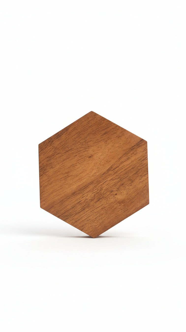 Hexagonal Wooden Coaster Set of 3 – Stylish Table Coasters for Cups, Mugs & Glasses