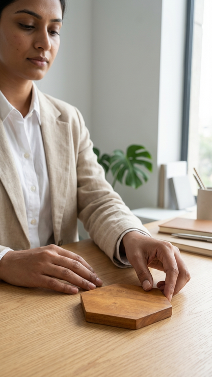 Hexagonal Wooden Coaster Set of 3 – Stylish Table Coasters for Cups, Mugs & Glasses