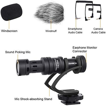 Camera Microphone - Super-Cardioid Directional Condenser Video Shotgun Microphone for Canon Nikon - Nefficar