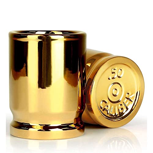 Tequila Shot Glasses Set for a Pub - 50 Caliber Bullet Shell Design - Nefficar