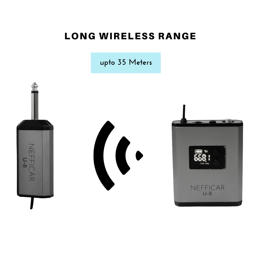 Wireless UHF Microphone System with Receiver and Transmitter Bodypack