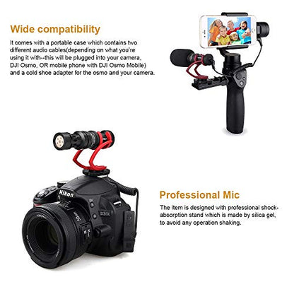 Camera Microphone - Super-Cardioid Directional Condenser Video Shotgun Microphone for Canon Nikon - Nefficar