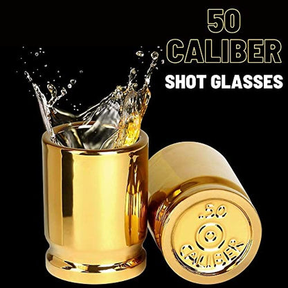 Tequila Shot Glasses Set for a Pub - 50 Caliber Bullet Shell Design