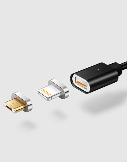 ম্যাগনেটিক ফাস্ট চার্জিং 2-ইন-1 মাইক্রো USB লাইটনিং কেবল