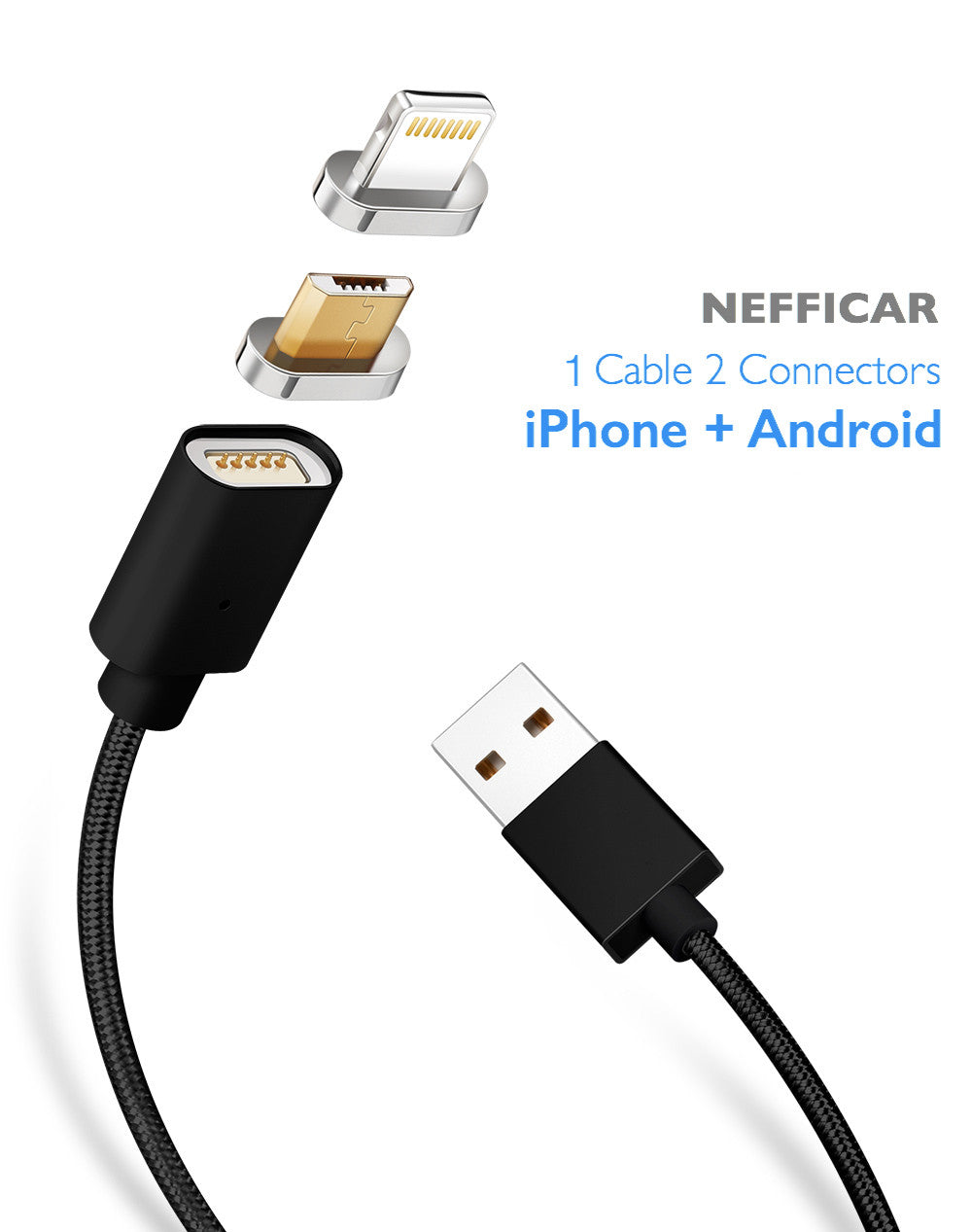 Magnetic Fast Charging 2-In-1 Micro USB Lightning Cable
