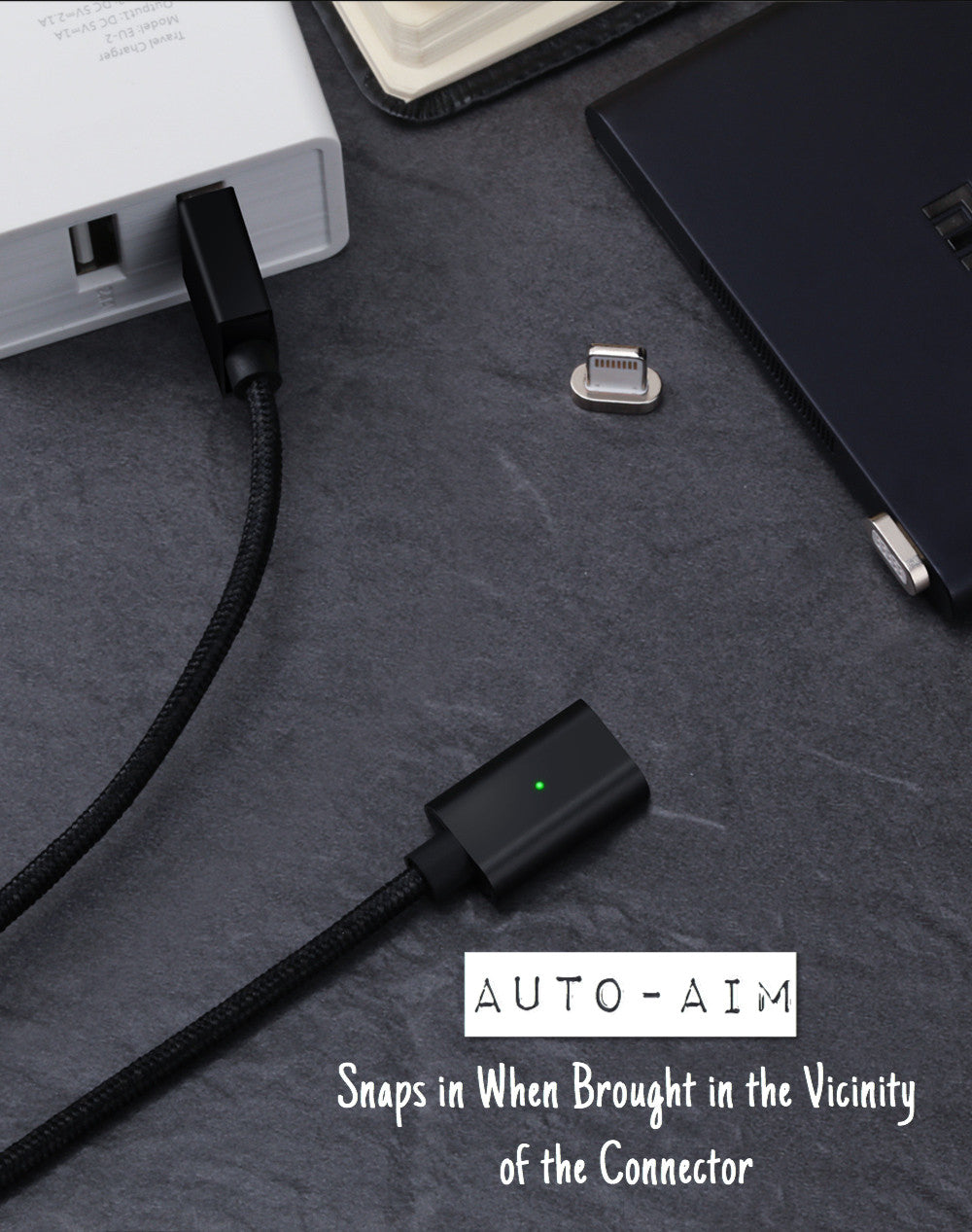 ম্যাগনেটিক ফাস্ট চার্জিং 2-ইন-1 মাইক্রো USB লাইটনিং কেবল