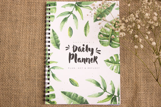 Nefficar Daily Planner - Guided Planning & Reflection - Beautiful Tropical Design - A5 Size - Nefficar