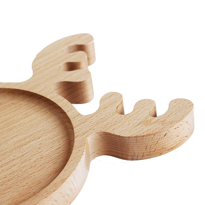 Nordic Baby Food Feeding Wooden Plate Tray Bowl