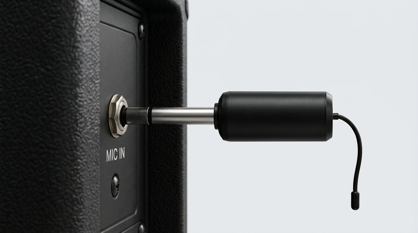 Straight U2 receiver connected directly to a microphone input