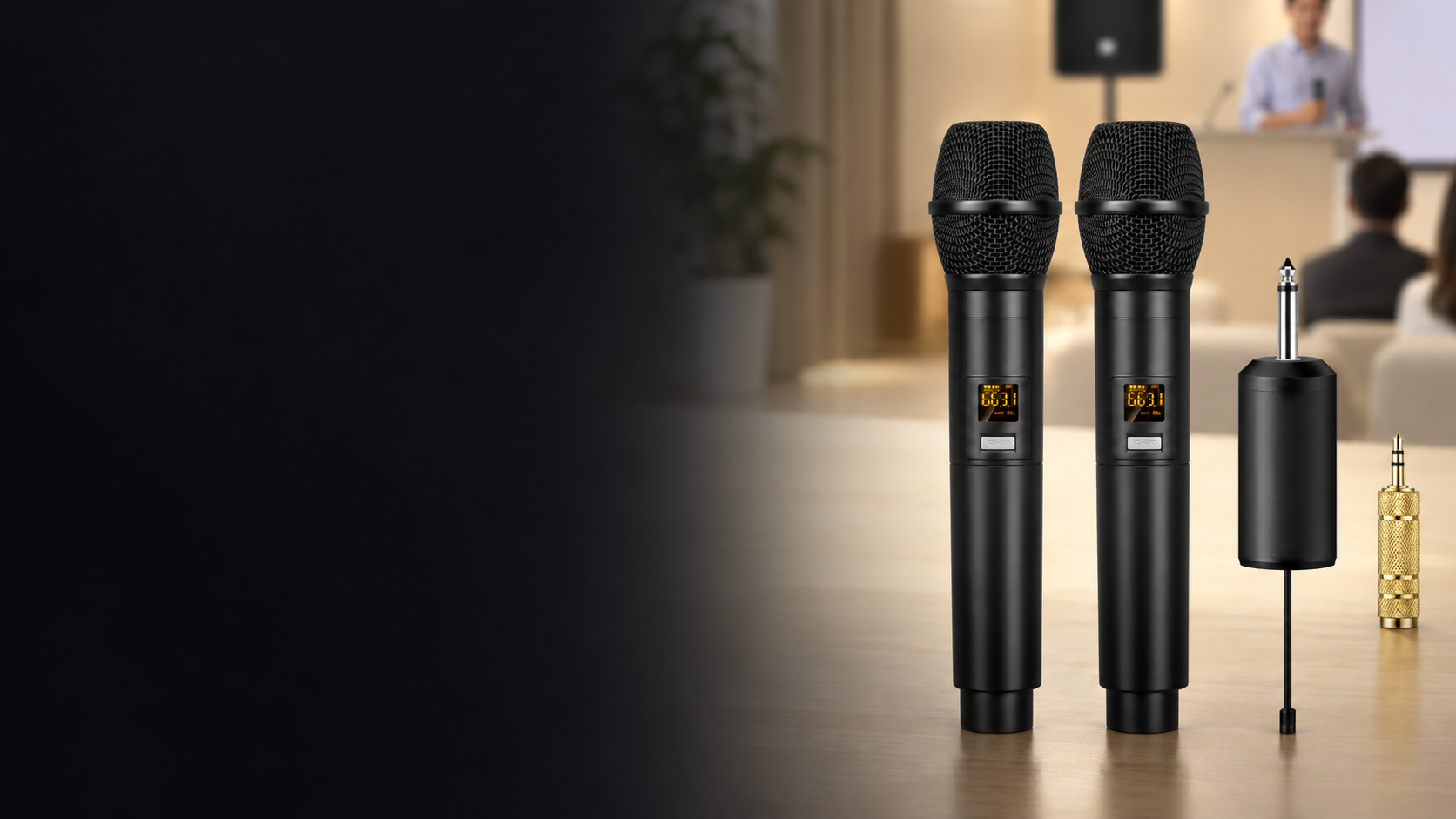 U2 microphones and receiver shown cleanly without a background halo